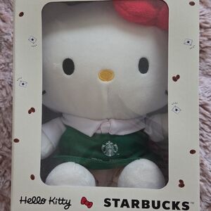 Starbucks Hello Kitty Plush - White with Green Apron and Red Bow